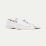 Mocassino Classico in Suede Bianco Perla