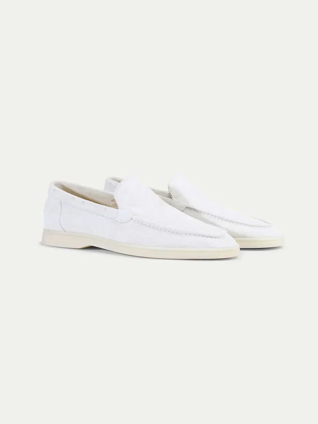 Mocassino Classico in Camoscio Bianco Perla