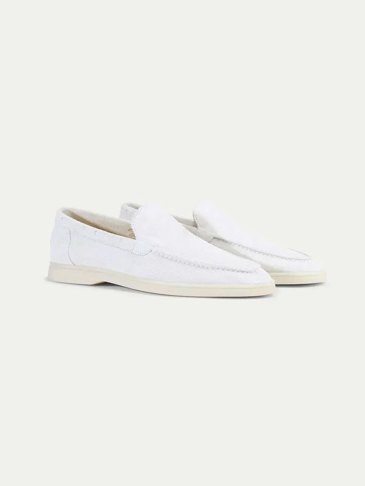 Mocassino Classico in Camoscio Bianco Perla