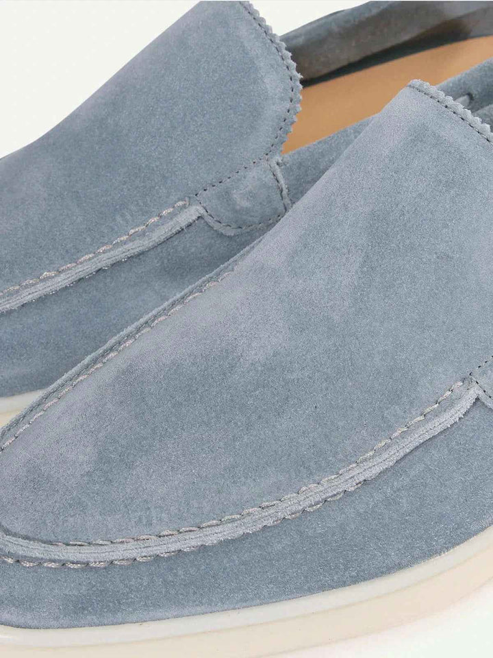 Mocassino Classico in Camoscio Azzurro Baby