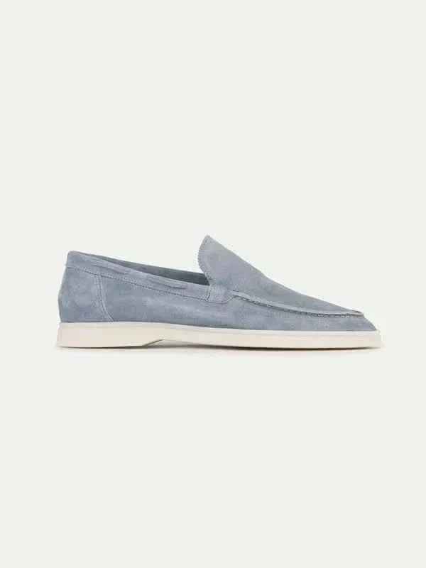 Mocassino Classico in Camoscio Azzurro Baby