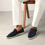 Mocassino Classico in Pelle Scamosciata Blu Navy