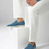 Mocassino Classico in Camoscio Blu Oceano