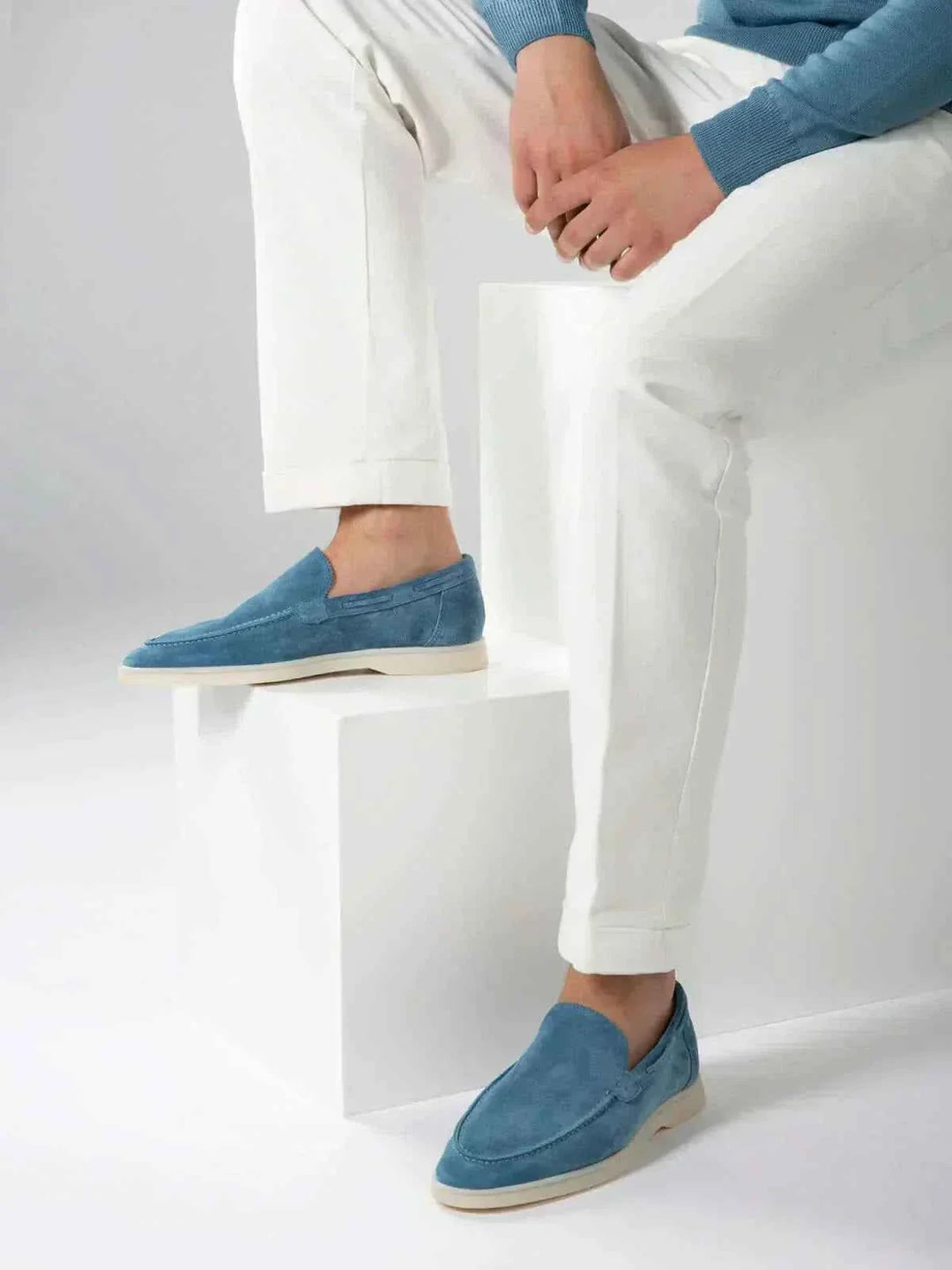 Mocassino Classico in Camoscio Blu Oceano