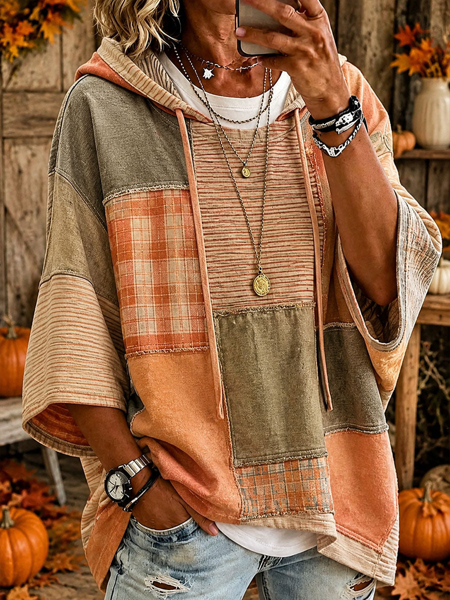 Felpa con cappuccio da donna autunnale con patchwork artistico | Nico Milan