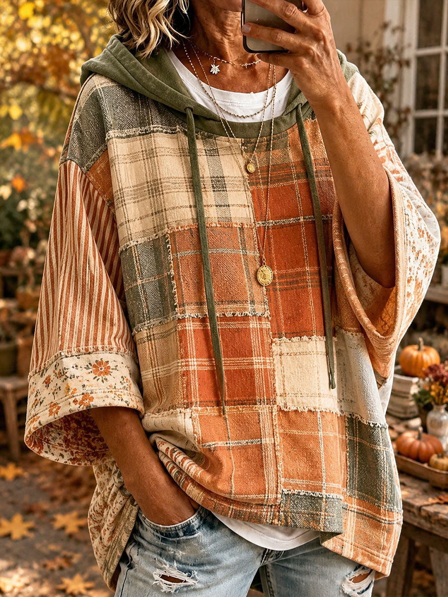 Felpa con cappuccio da donna in patchwork autunnale | Nico Milan