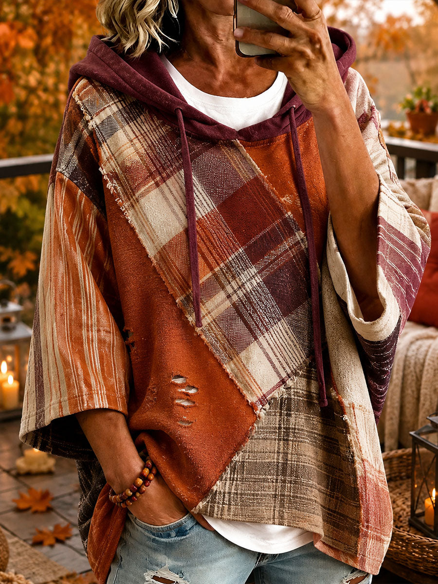 Felpa con cappuccio da donna in patchwork autunnale | Nico Milan