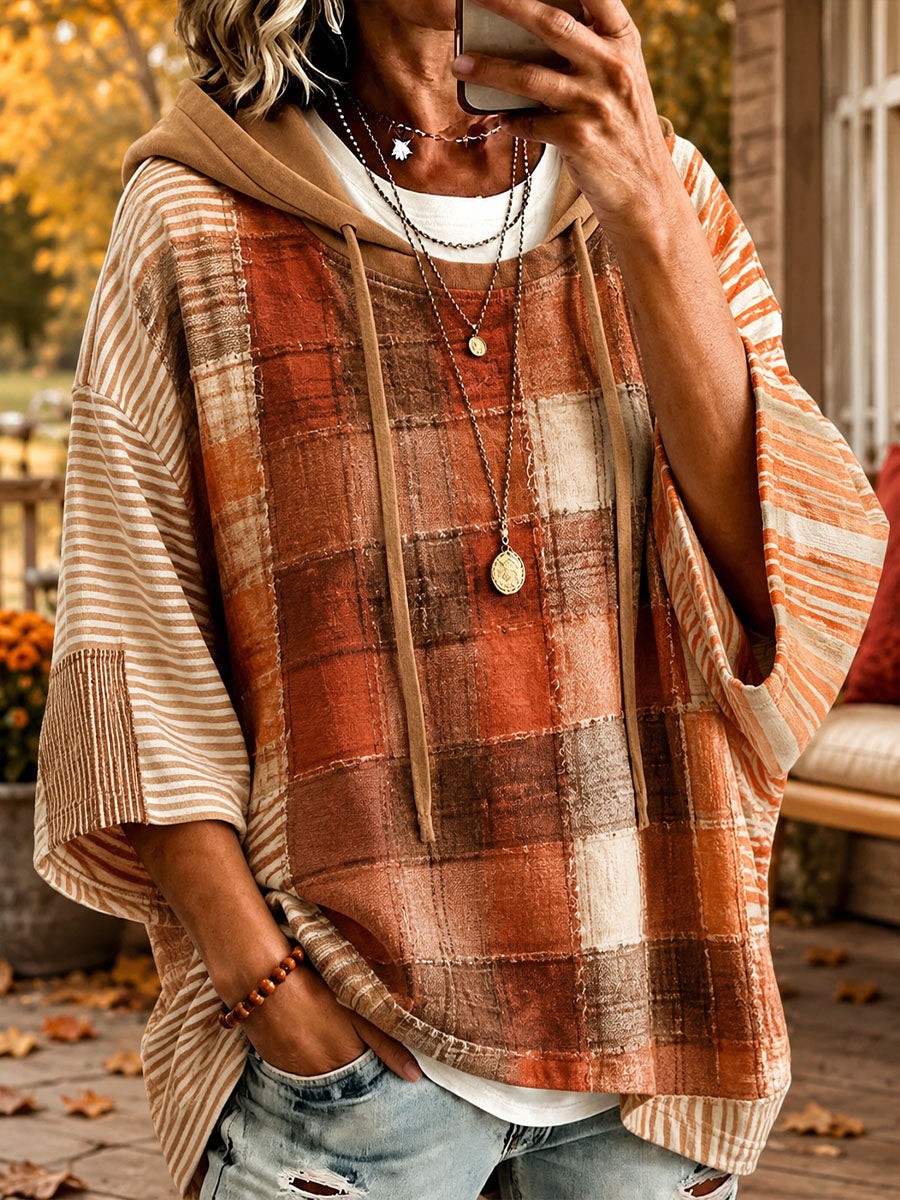 Felpa con cappuccio in patchwork artistico da donna in autunno | Nico Milan