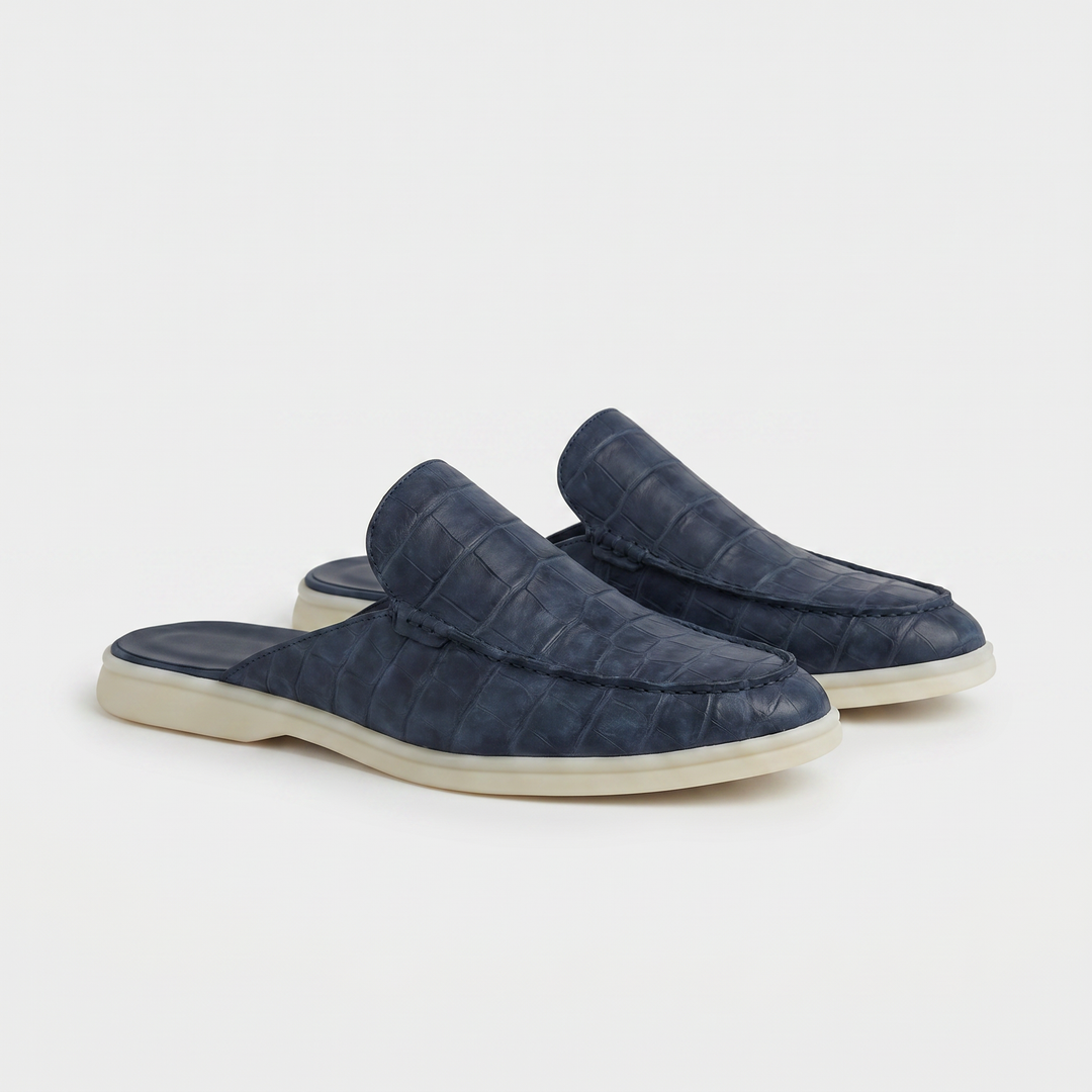Yacht Mule Croco Blu Navy | Nico Milan