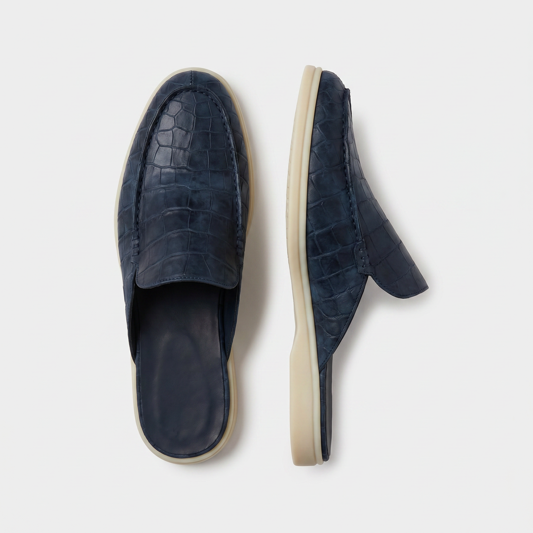 Yacht Mule Croco Blu Navy | Nico Milan
