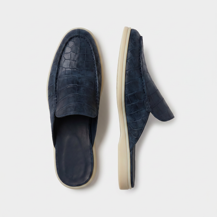 Yacht Mule Croco Blu Navy | Nico Milan