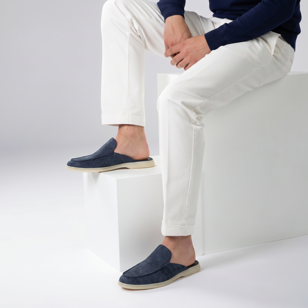 Yacht Mule Croco Blu Navy | Nico Milan