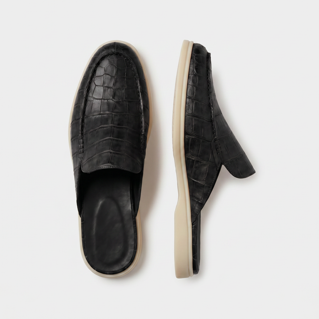 Yacht Mule Croco Nero | Nico Milan