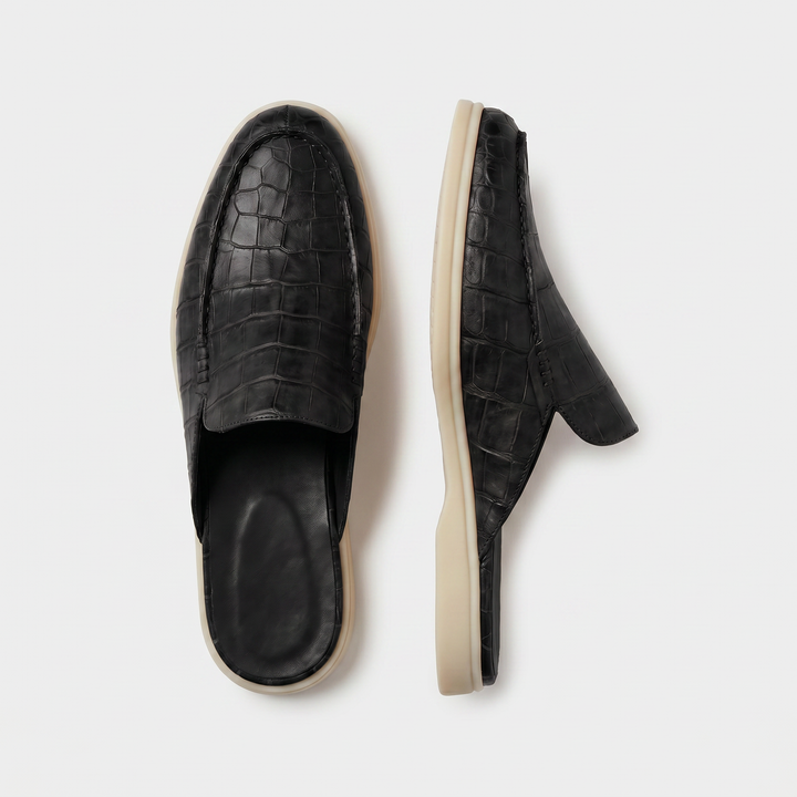 Yacht Mule Croco Nero | Nico Milan
