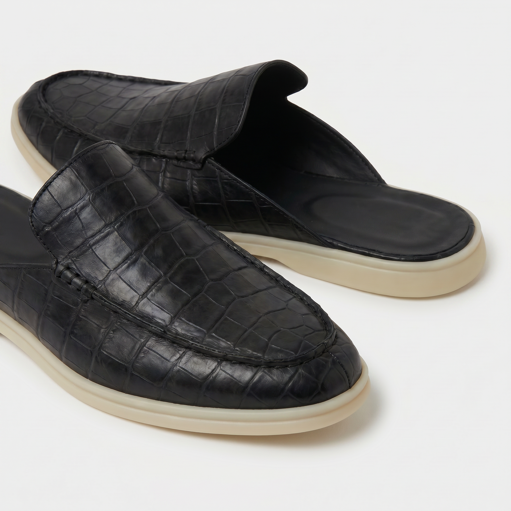 Yacht Mule Croco Nero | Nico Milan