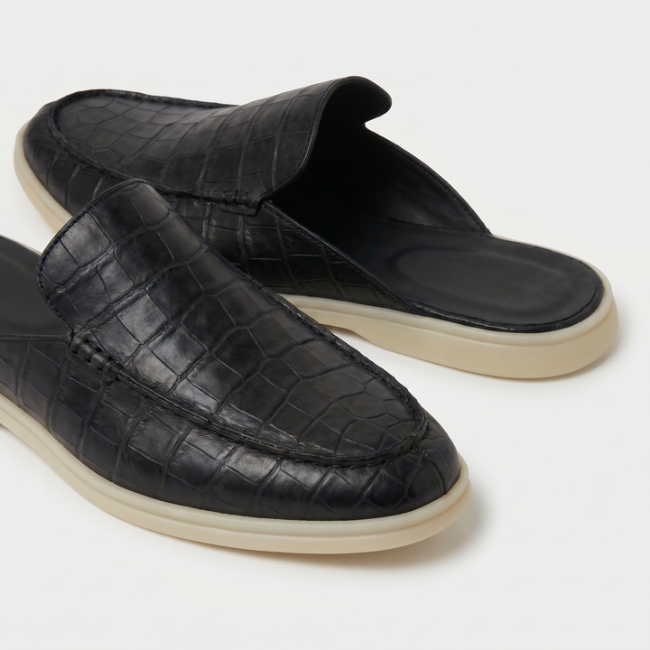 Yacht Mule Croco Nero | Nico Milan
