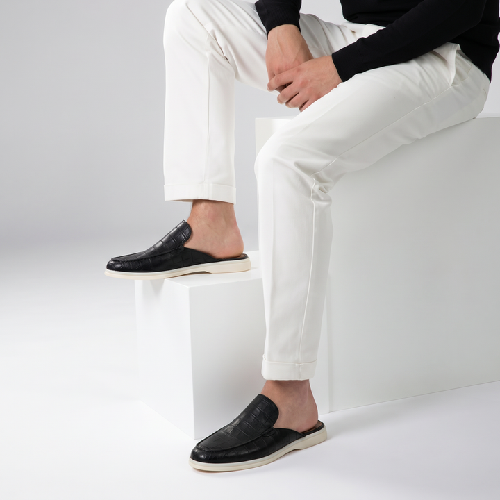 Yacht Mule Croco Nero | Nico Milan