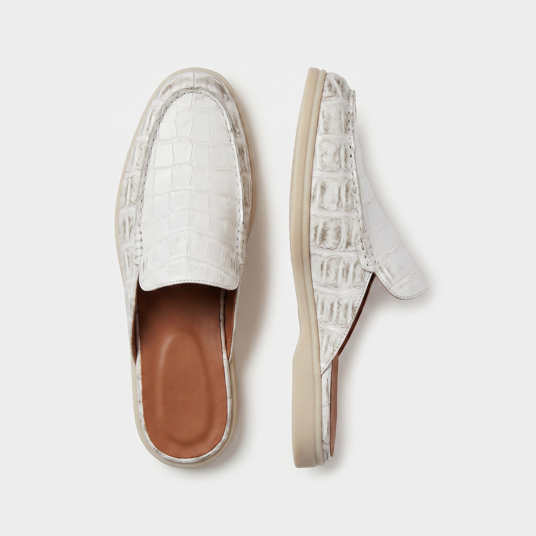 Yacht Mule Croco Bianco | Nico Milan