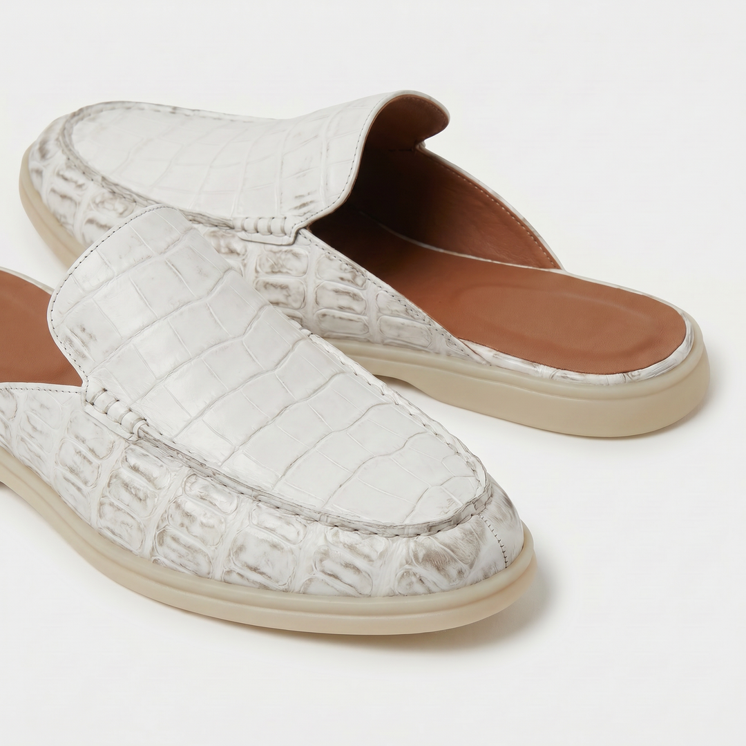 Yacht Mule Croco Bianco | Nico Milan
