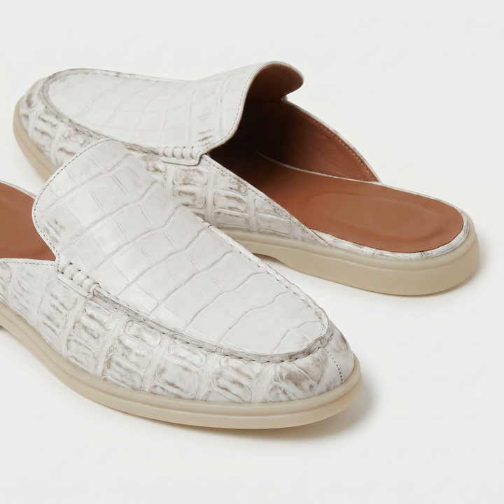 Yacht Mule Croco Bianco | Nico Milan