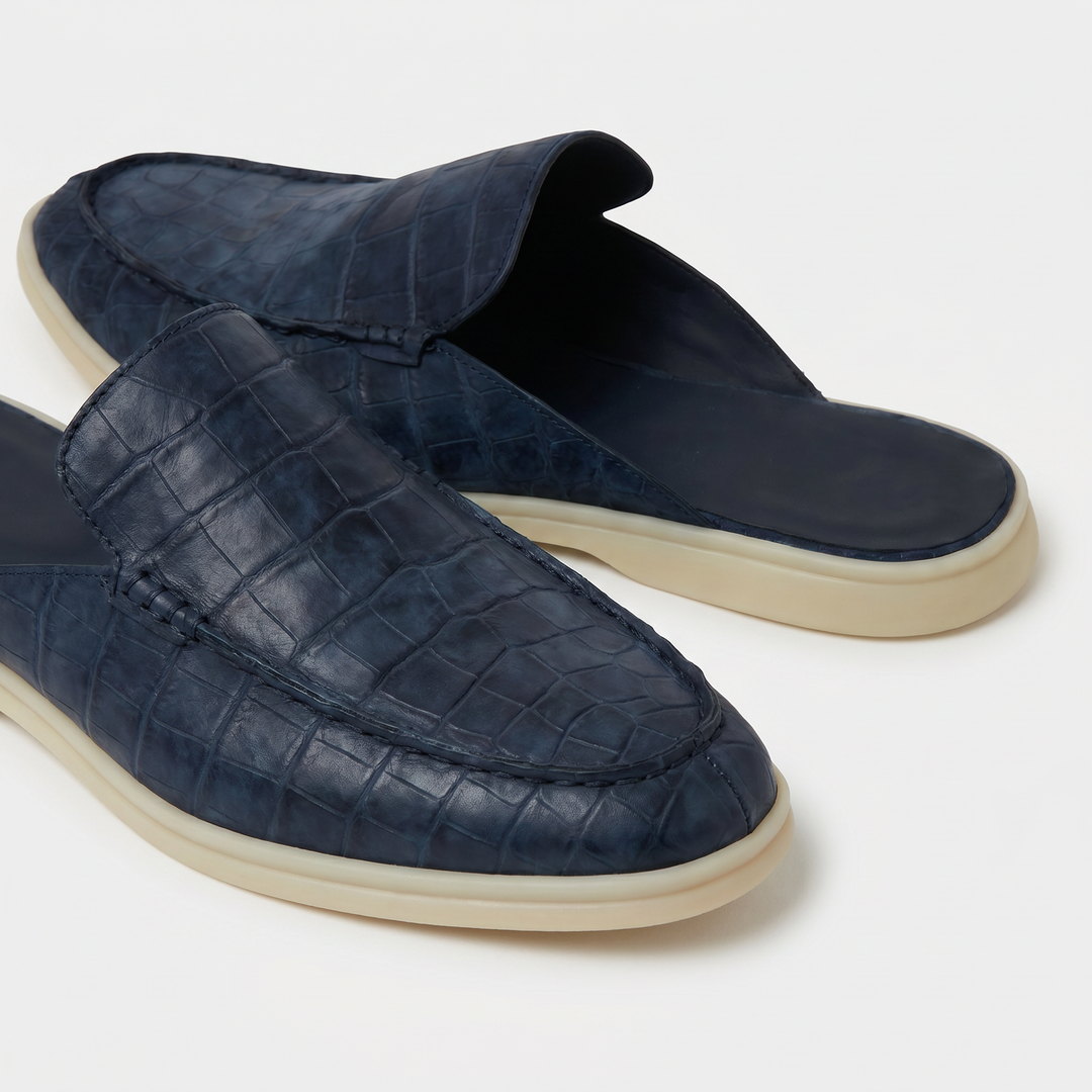 Yacht Mule Croco Blu Navy | Nico Milan