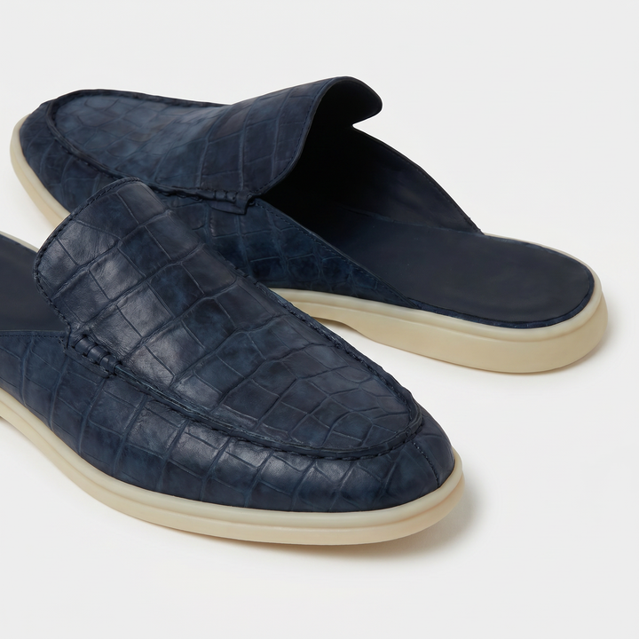 Yacht Mule Croco Blu Navy | Nico Milan
